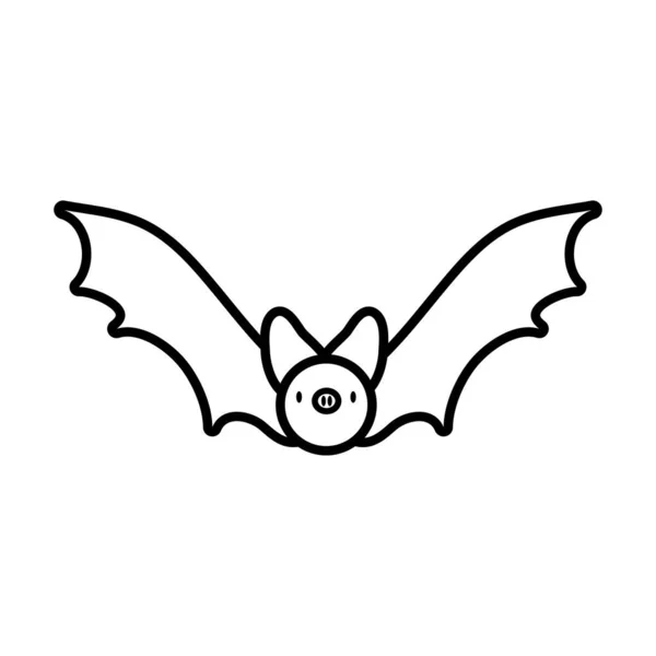 Halloween bat voando ícone de estilo de linha — Vetor de Stock