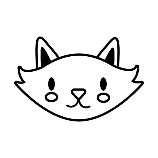 Halloween gato negro cabeza línea estilo icono — Vector de stock