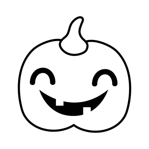 Halloween citrouille visage ligne style icône — Image vectorielle