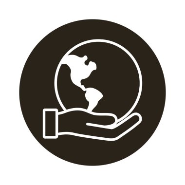 Dünya Gezegeni Dünya 'yı Amerika kıtasının harita blok simgesi ile kaldırma