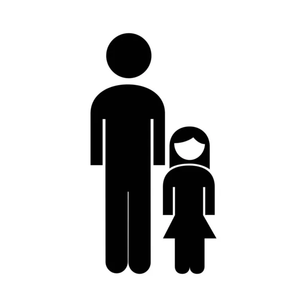 Family father figure with daughter silhouette style icon — Stock Vector