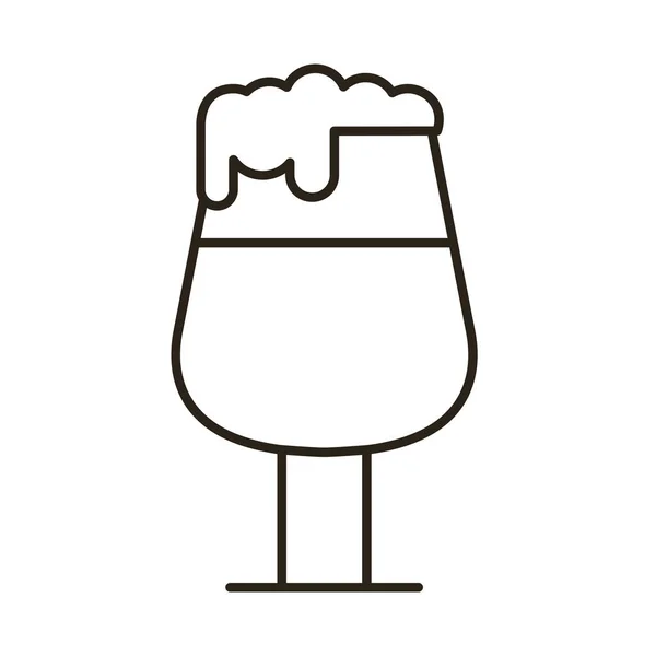 Bier in cup drink lijn stijl — Stockvector