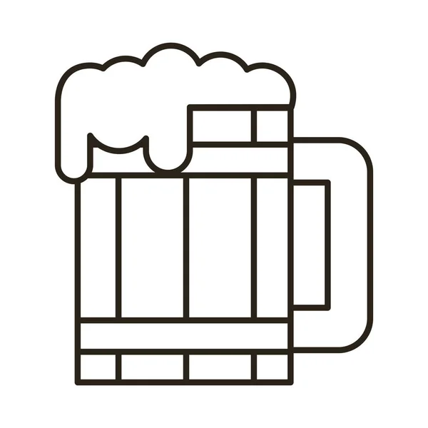 Bottiglia di birra in legno linea di bevande icona — Vettoriale Stock