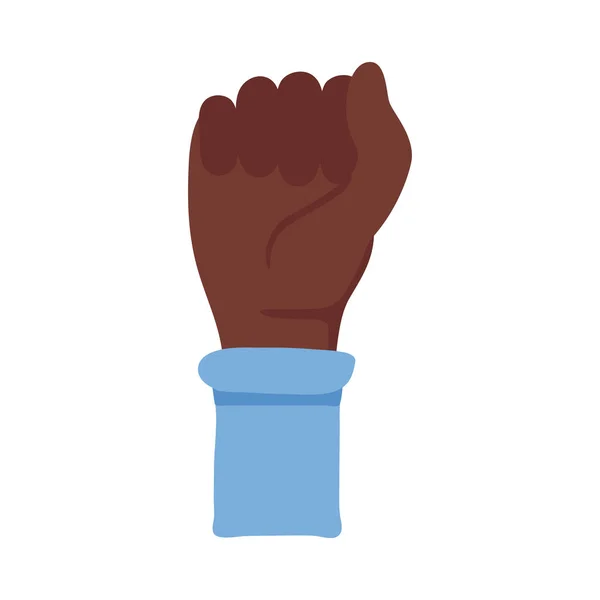 Mano afro puño humano protestando estilo plano — Vector de stock