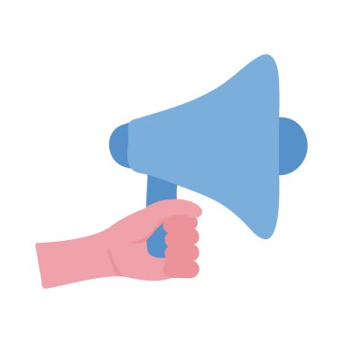 hand human protesting with megaphone flat style icon clipart
