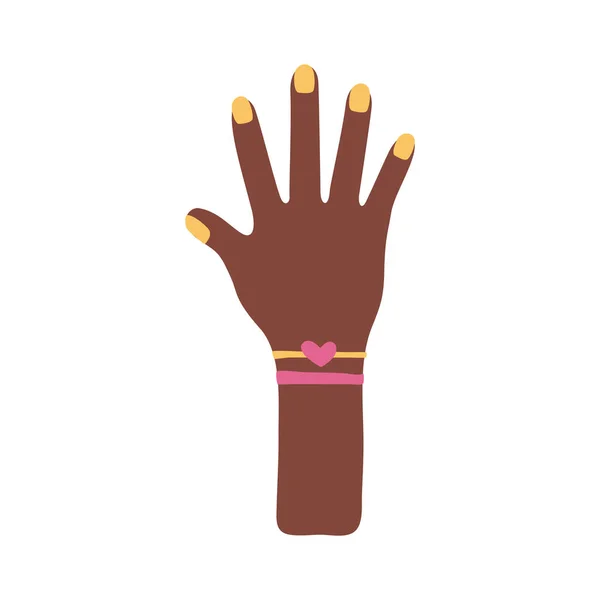 アフリカの女性の手フラットスタイルのアイコンに抗議する人間の停止 — ストックベクタ