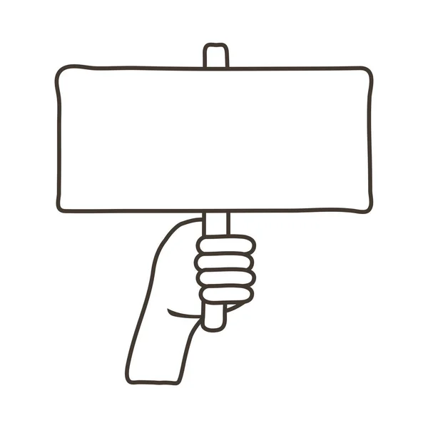 Afro mano humana protestando con bandera línea estilo icono — Vector de stock