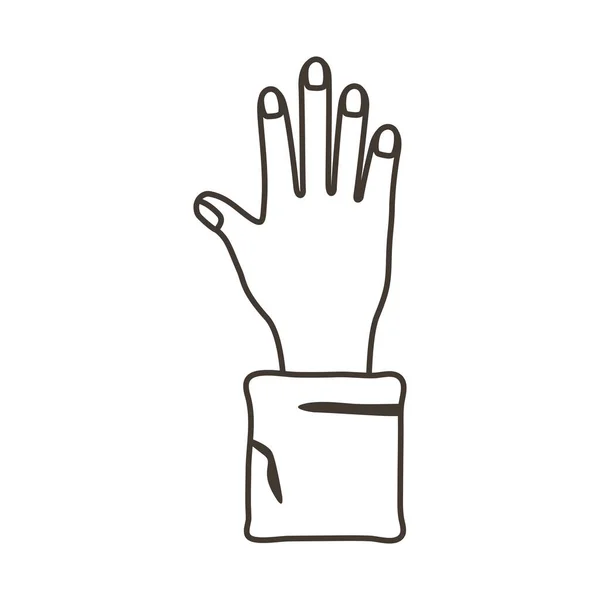 Γυναικείο χέρι ανθρώπινο σταματήσει διαμαρτύρονται γραμμή στυλ εικονίδιο — Διανυσματικό Αρχείο