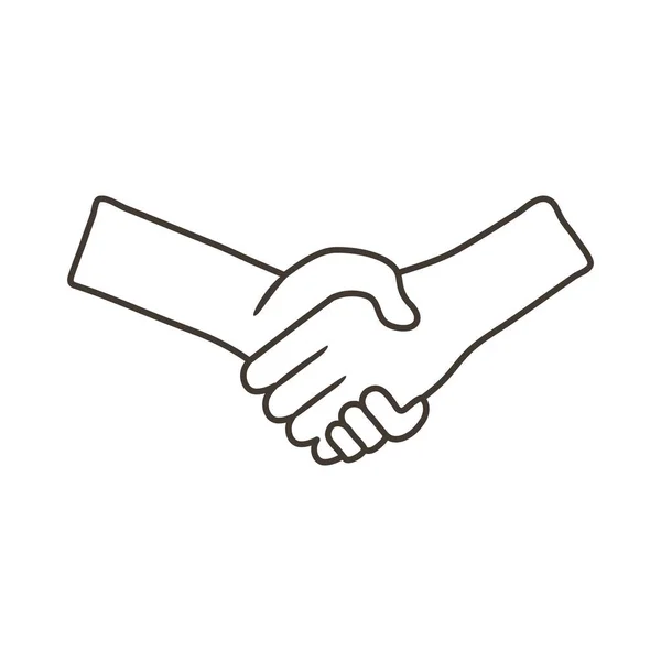 Poignée de main humain ligne style icône — Image vectorielle