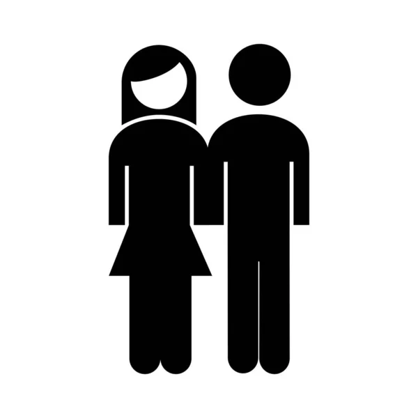 Familia padres pareja figuras estilo silueta icono — Vector de stock