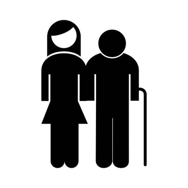 Yaşlı büyükbaba ve kızı Avatar siluet stili simge