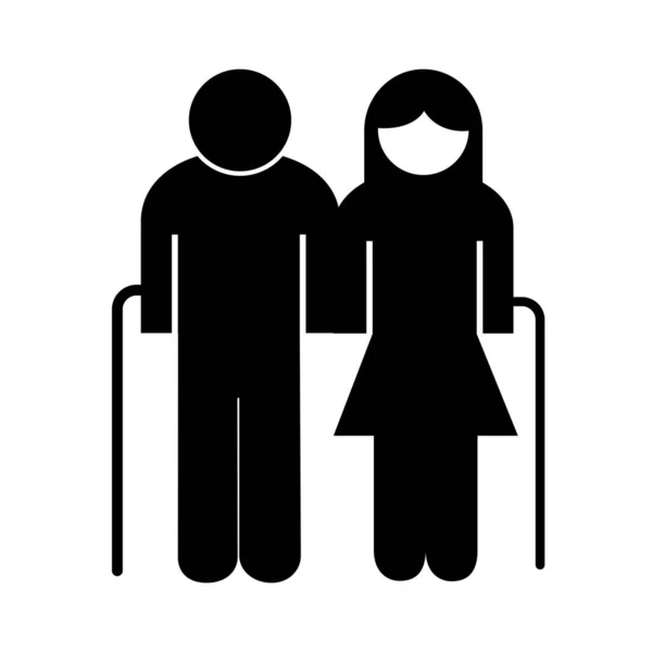 Grandparents couple avatars silhouette style icon — Stock Vector