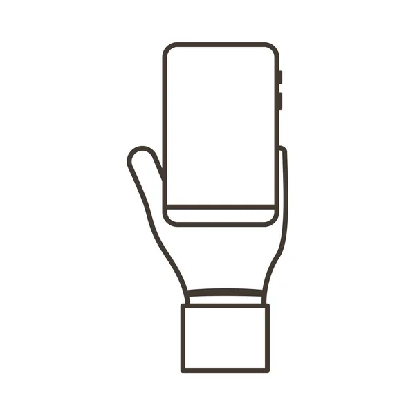 Kézi emelő okostelefon függőlegesen vonal stílus ikon — Stock Vector