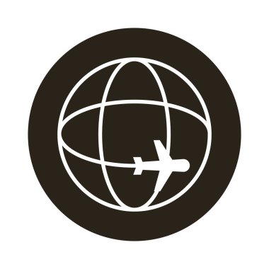 Küre dünya gezegeni, uçak uçan blok stiline sahip