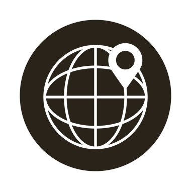 pin konumu blok biçim simgesine sahip dünya gezegeni