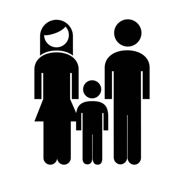 Family parents couple with son figures silhouette style icon — Stock Vector