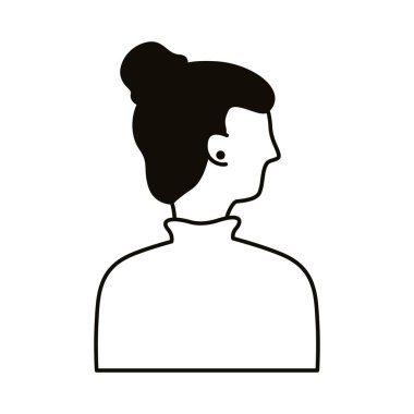 Genç kadın karakter profili karakter çizgisi simgesi