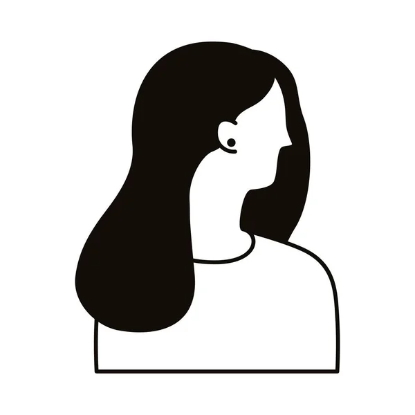 Genç kadın karakter profili karakter çizgisi simgesi — Stok Vektör