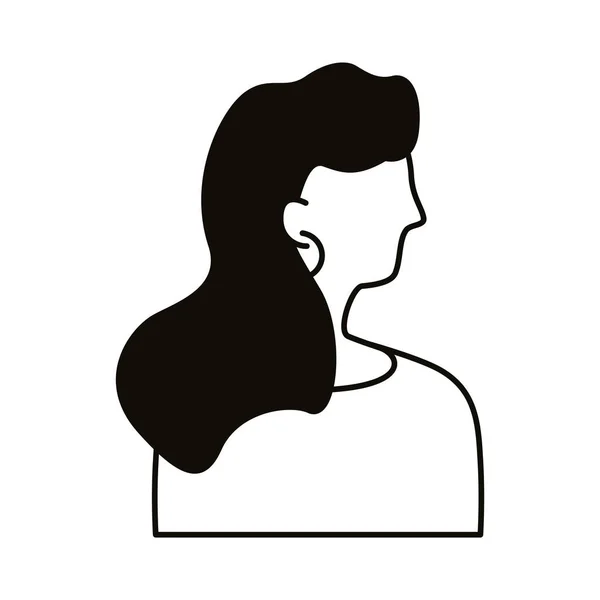 Jong vrouw profiel avatar karakter lijn stijl pictogram — Stockvector