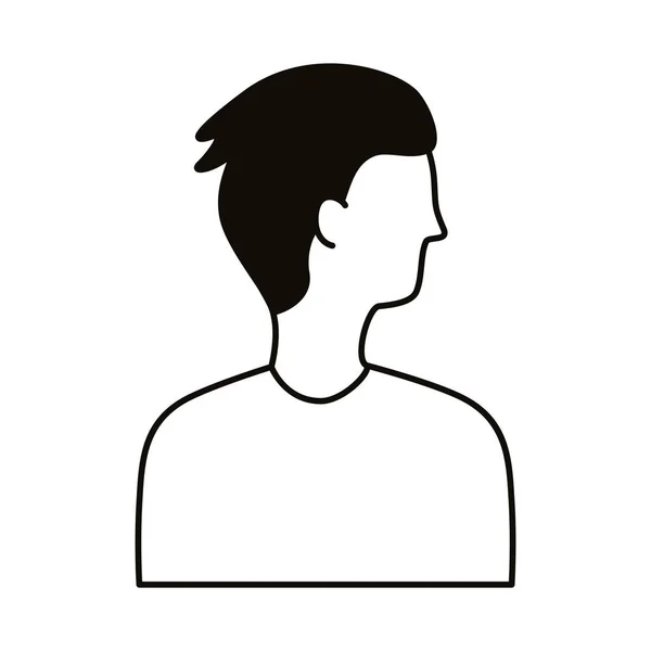 Jovem perfil avatar personagem ícone de estilo de linha —  Vetores de Stock