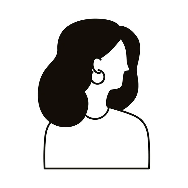 Afro genç kadın karakter profili karakter çizgisi simgesi — Stok Vektör