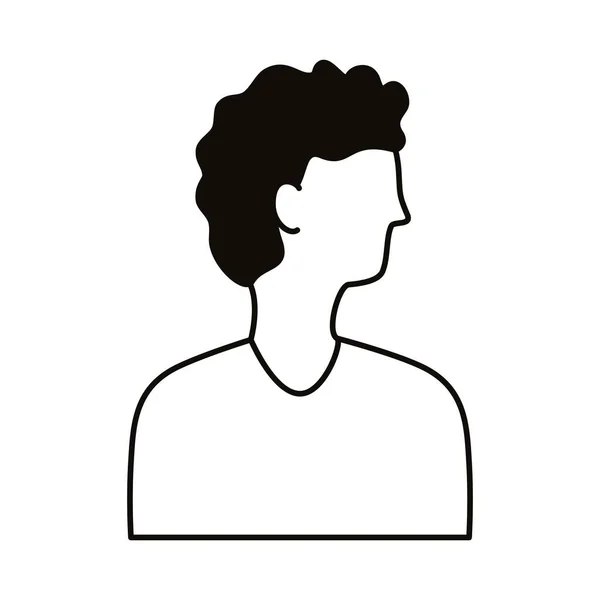 Jeune afro homme profil avatar personnage ligne style icône — Image vectorielle