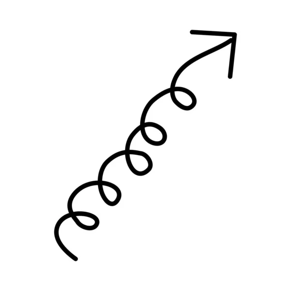 Pijl dunne richting spiraal rechts omhoog lijn stijl pictogram — Stockvector