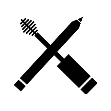 takma kirpik ve göz kalemi ürünleri siluet stili simge