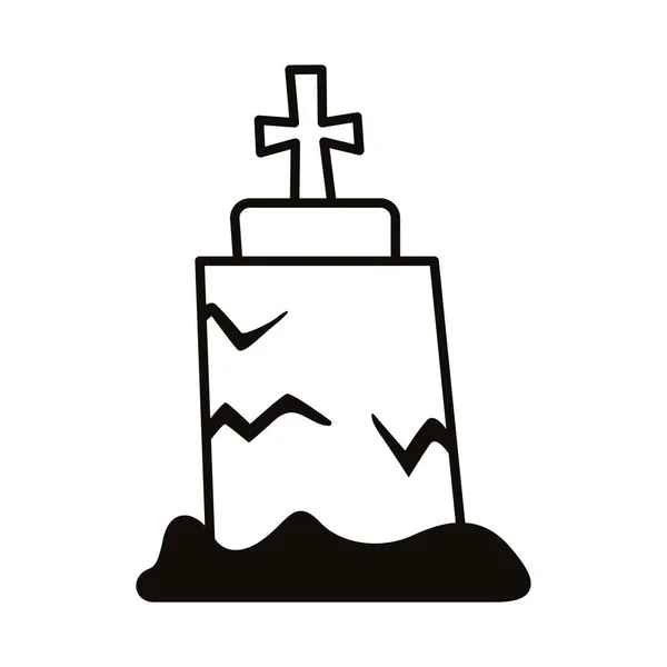 十字式坟场坟墓 — 图库矢量图片