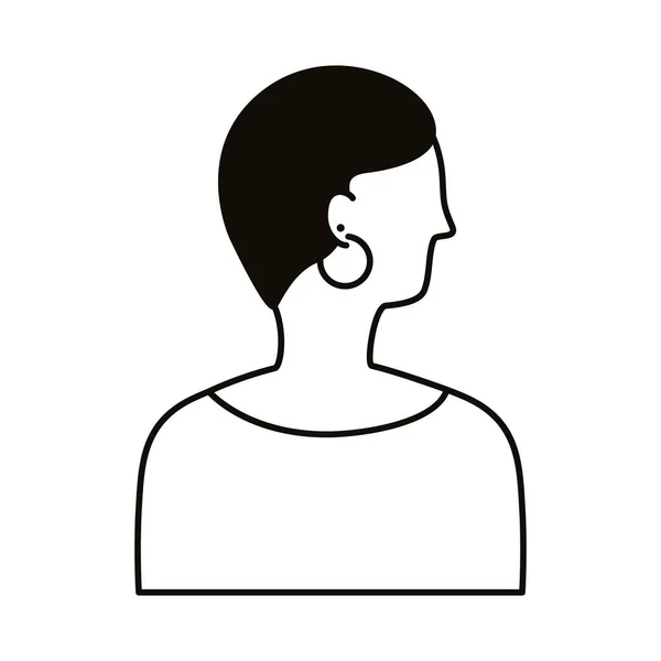 Afro jeune femme profil avatar personnage ligne style icône — Image vectorielle