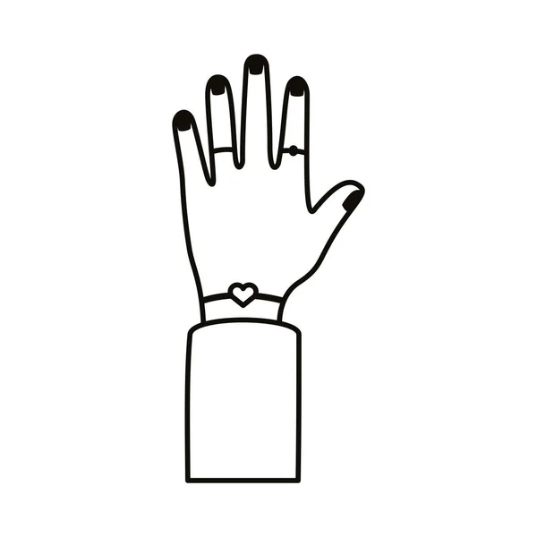 Kéz emberi fel vonal stílus ikon — Stock Vector