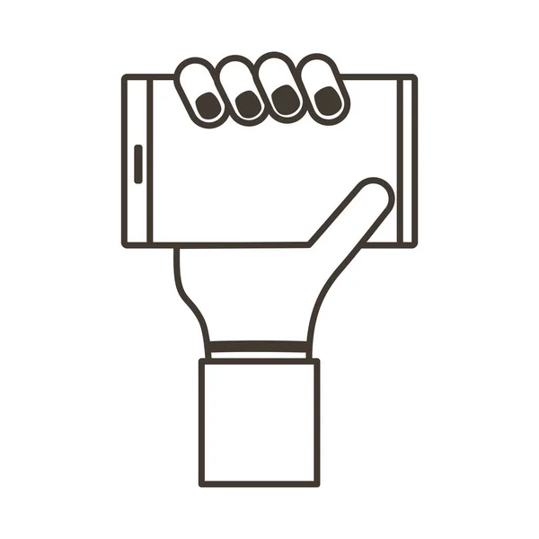 Handheben Smartphone horizontal Linie Stil-Symbol — Stockvektor