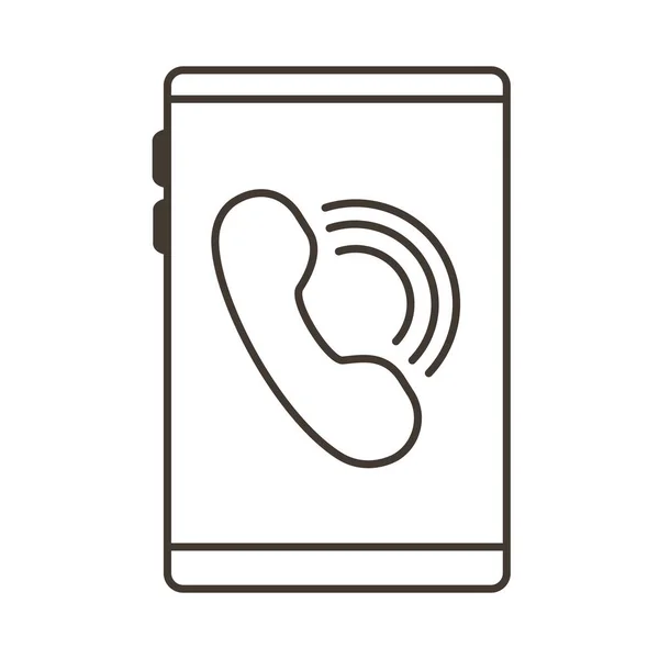 Appareil smartphone avec icône de style de ligne téléphonique — Image vectorielle