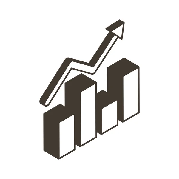 Gráfico de barras com design de vetor ícone de estilo de linha de seta —  Vetores de Stock