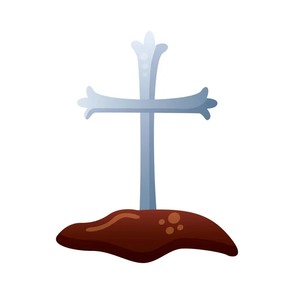Vallási kereszt szimbólum bomló stílus ikon — Stock Vector