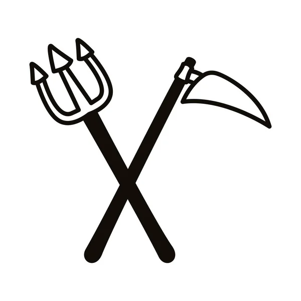 Ďábel trydent vidlice řádek styl ikona — Stockový vektor