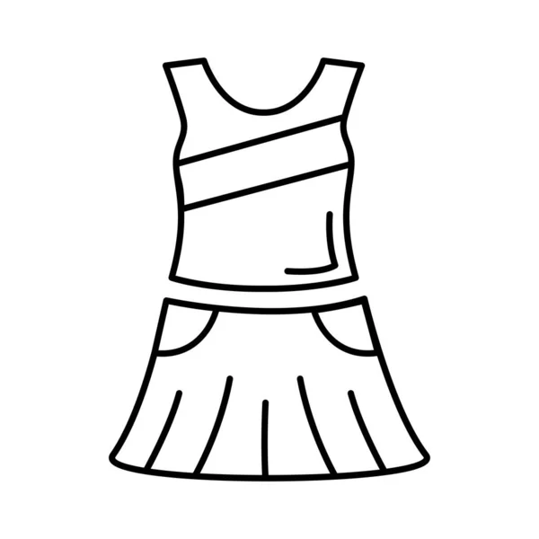 Tennis sport femminile uniforme linea stile icona — Vettoriale Stock