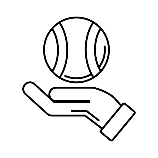 Main balle de levage tennis sport ligne style icône — Image vectorielle