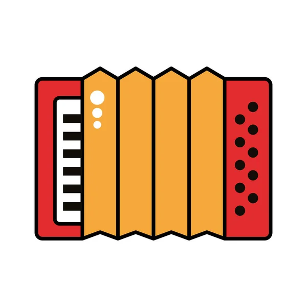 Ligne d'instrument accordéon et icône de style de remplissage — Image vectorielle