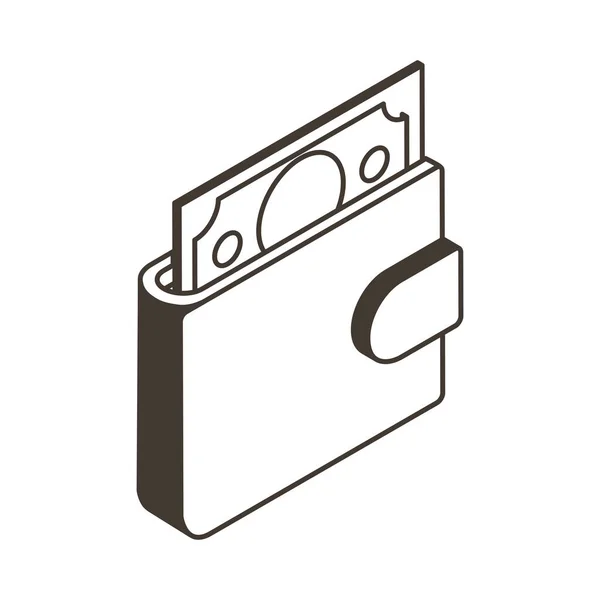 Portefeuille avec design vectoriel d'icône de style Bill Line — Image vectorielle