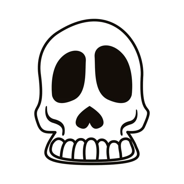Halloween cabeza cráneo línea estilo icono — Vector de stock