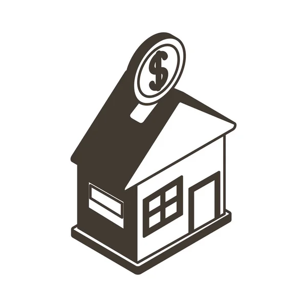 Casa wtih moneda línea de inversión icono de estilo — Vector de stock