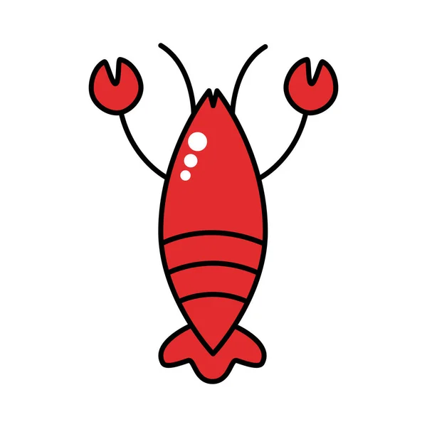 Linha de marisco de lagosta e estilo de preenchimento — Vetor de Stock