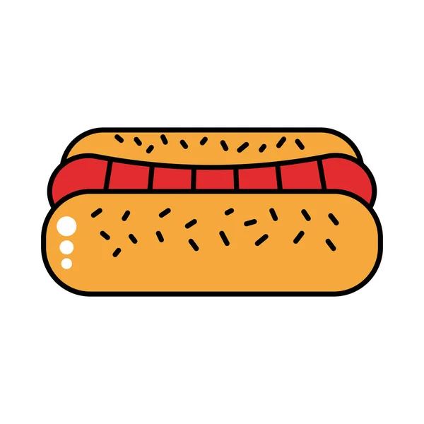 Linea di fast food hot dog e riempire lo stile — Vettoriale Stock