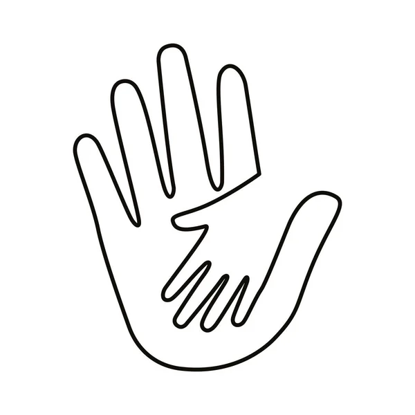 Diversidad manos equipo humano línea estilo icono — Vector de stock