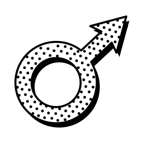 Sexe masculin pop art ligne style icône — Image vectorielle