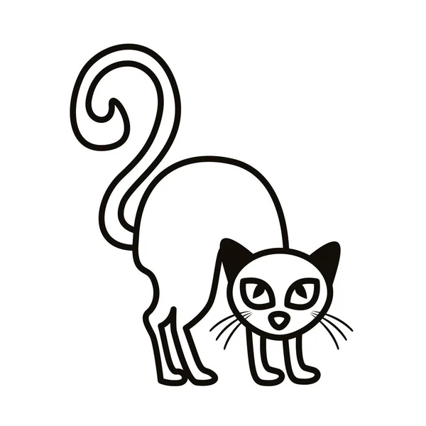 Halloween cat black line style icon — Stock Vector