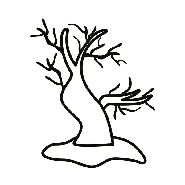 Icône de style de ligne d'arbre enchantée — Image vectorielle