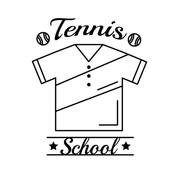 Tennisbollar och bokstäver med skjorta linje stil — Stock vektor
