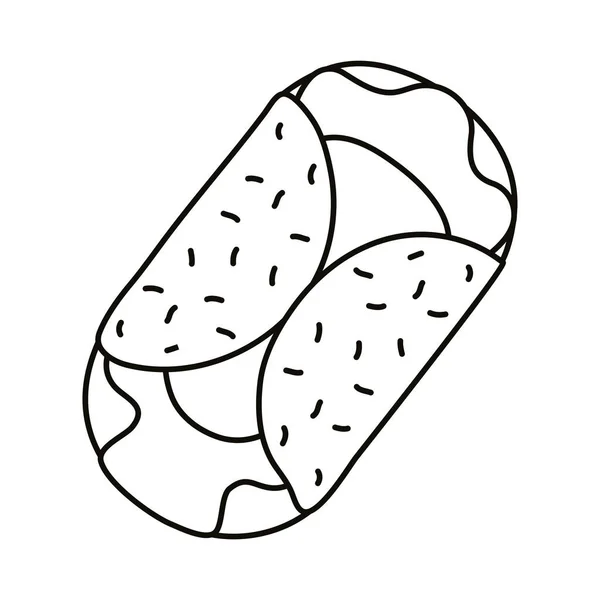 Köstliche mexikanische Burrito traditionelle Food Line Stil-Ikone — Stockvektor